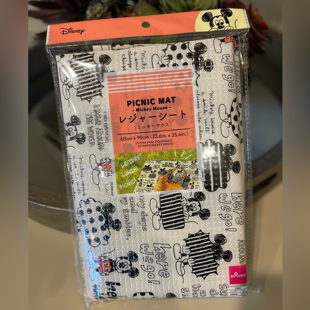 Daiso Mickey Mouse Picnic Mat - Black and White